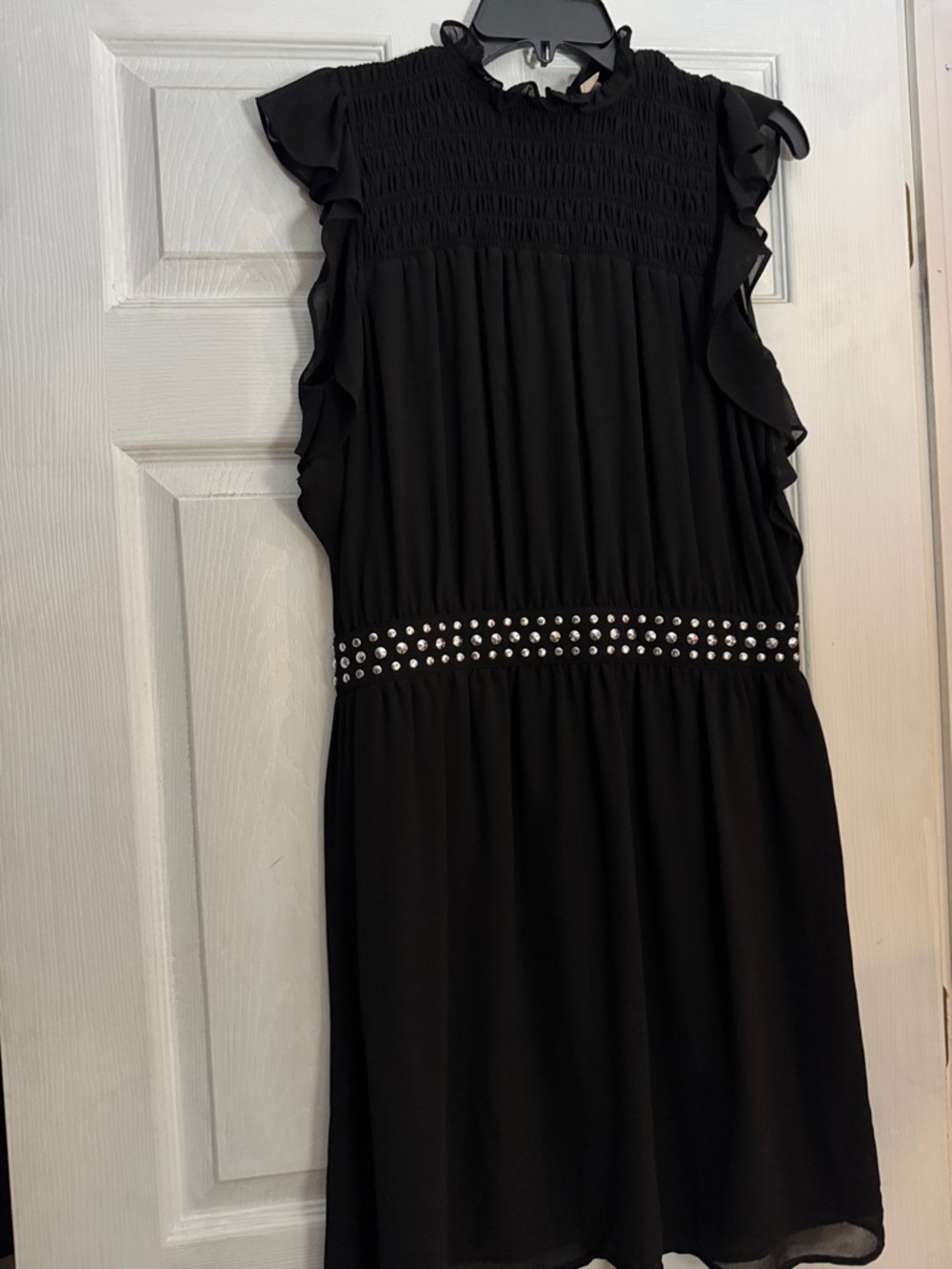 Michael kors Ruffle Sleeveless Dress with Studded Waist